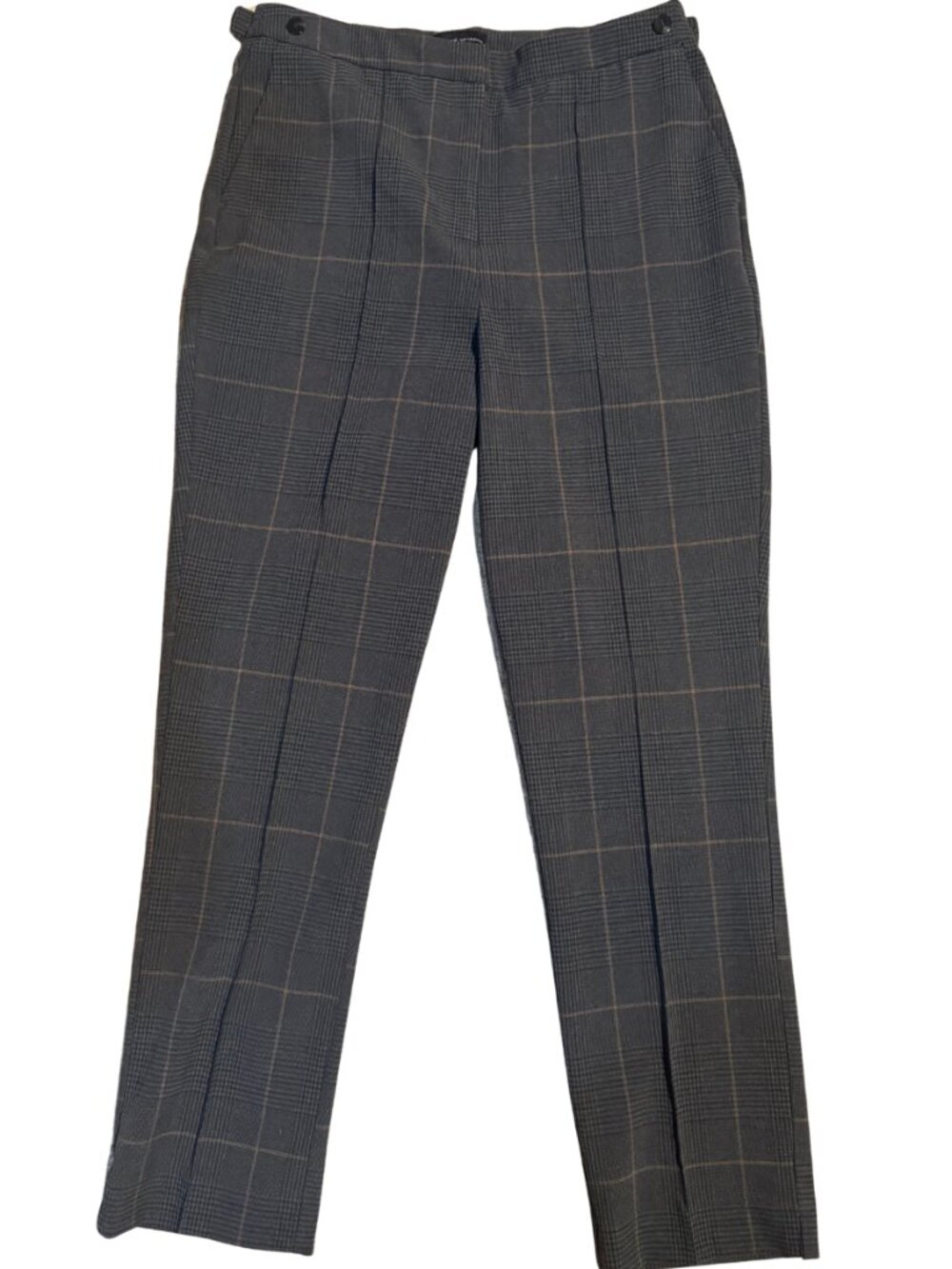 Adrienne Vittadini Plaid Ankle Pants Sz 4 High Rise Stretch Work Career Preppy